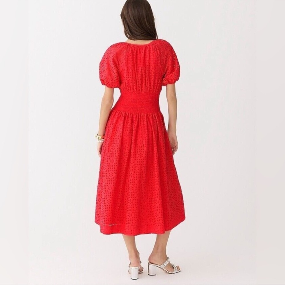 J. Crew Smocked waist midi dress in eyelet - Picture 2 of 9